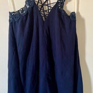 ILLA ILLA Navy Lace Trim Dress